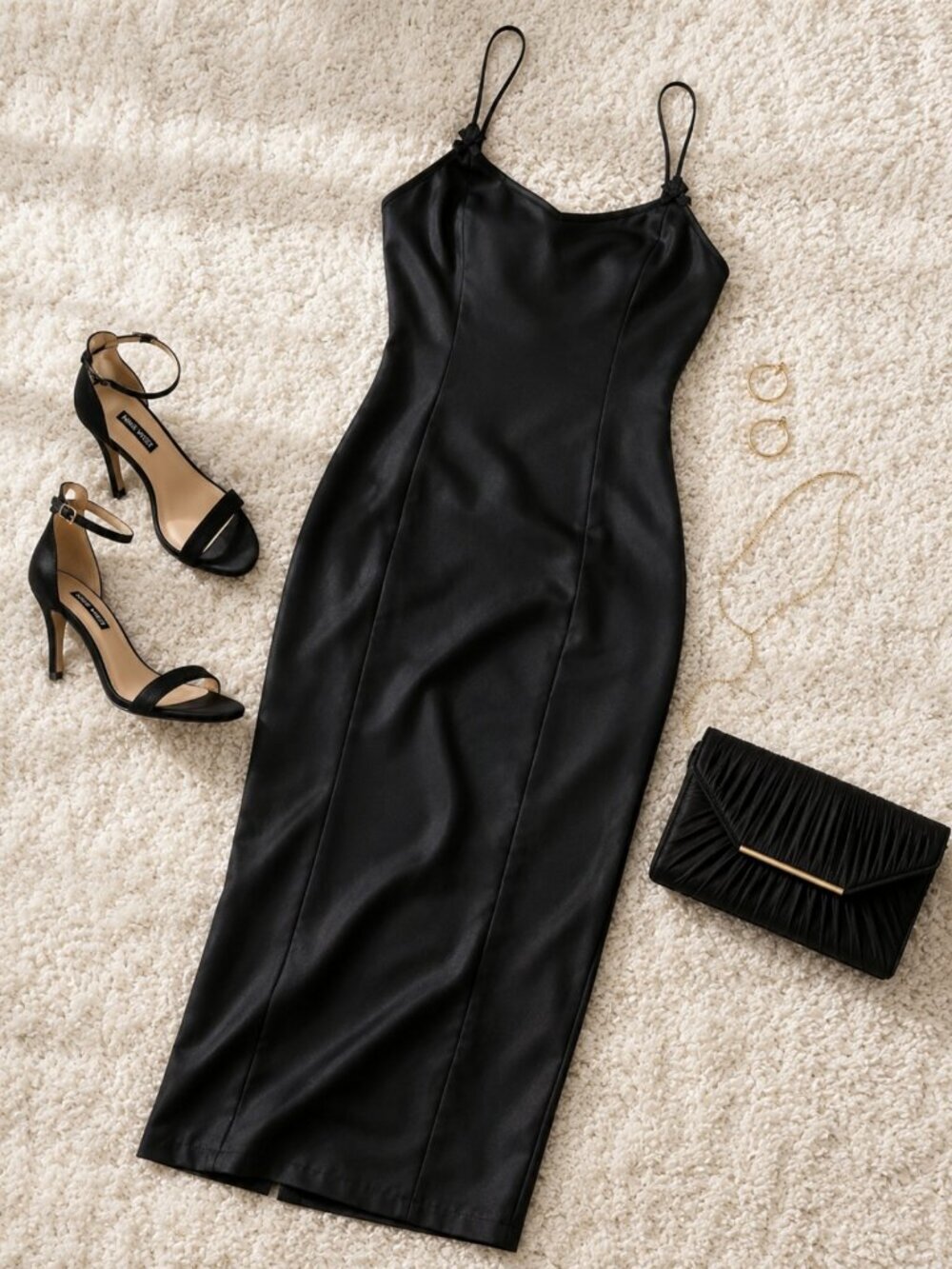 Katia Rae Black V-Neck Bodycon Knit Midi Dress XXS NWT